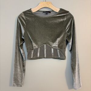 Velvet Corset Crop Top Holiday Party Whimsigoth Festival Fairy Peasant Medium